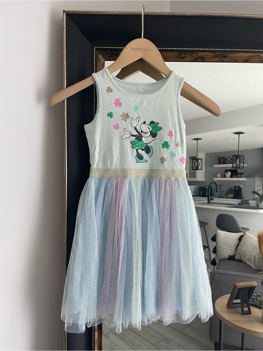 Disney Minnie Mouse Girls Glitter Tulle Party Dress Size 4/5